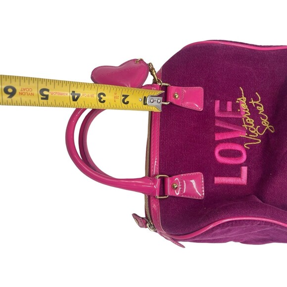 Victoria Secret Love Spell Handbag PINK Faux Suede Cosmetic Bag Zip Closure - Picture 9 of 16